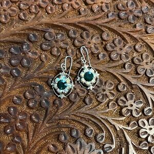 Elegant Silver and Green Drop Earrings